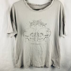 Cotton On‎ Gray Skulls Worn Graphic T-Shirt Rare Size Medium Goth Avant Garde